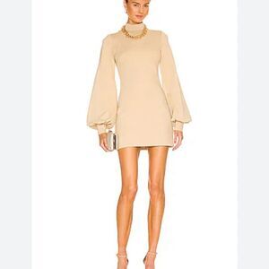 Alexis Ali Blouson Long Sleeve Mini Dress Sandstone Sz XS